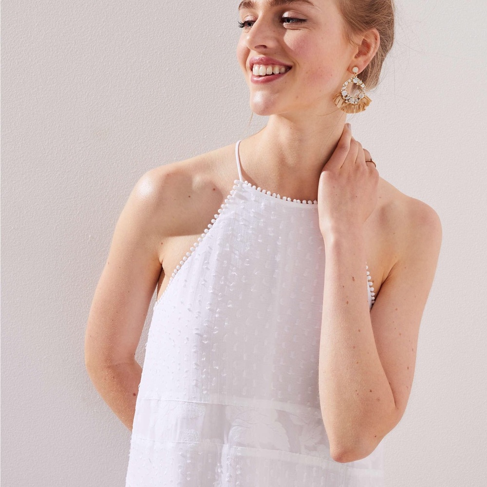 LOFT White Floral Halter Dress